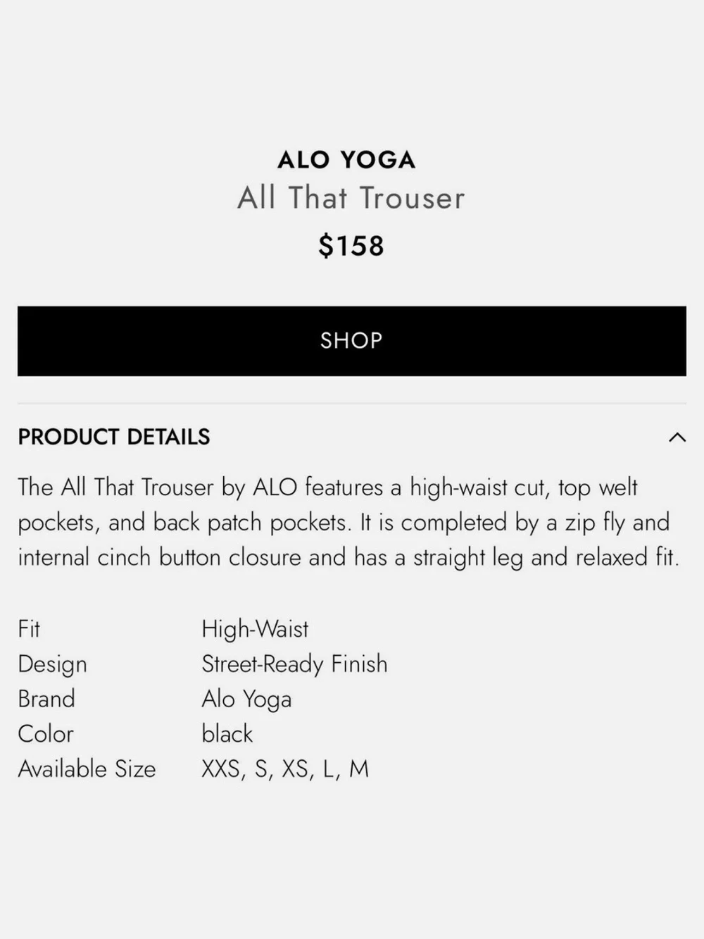 ALO Yoga all that Black Cargo Pants - Wide Leg